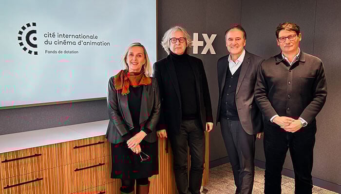 Sandrine Richard (Banque Populaire Auvergne Rhône Alpes), Jacques Bled (Illumination Studios Paris), Dominique Puthod et Mickaël Marin (Citia)